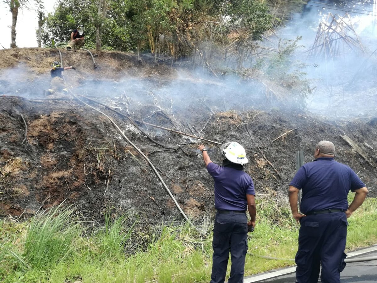 EN BRISAS. Se choca con un poste y causa incendio de masa vegetal