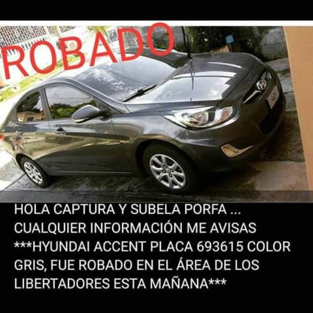 Esta es la foto del carro que le robaron a una joven en Los Libertadores
