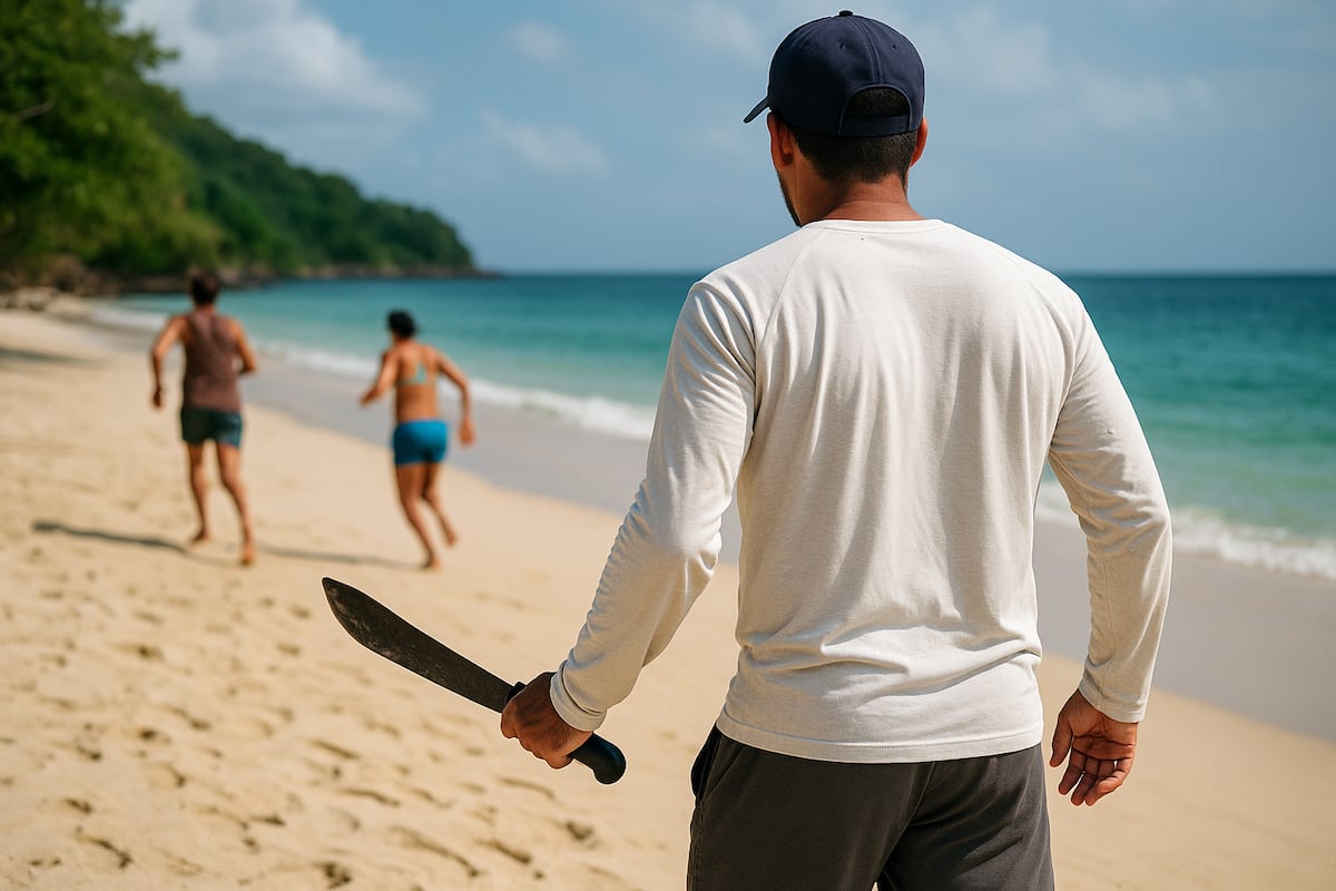 ¡Con machete en mano! Sujeto pone a correr a residentes y turistas en Taboga