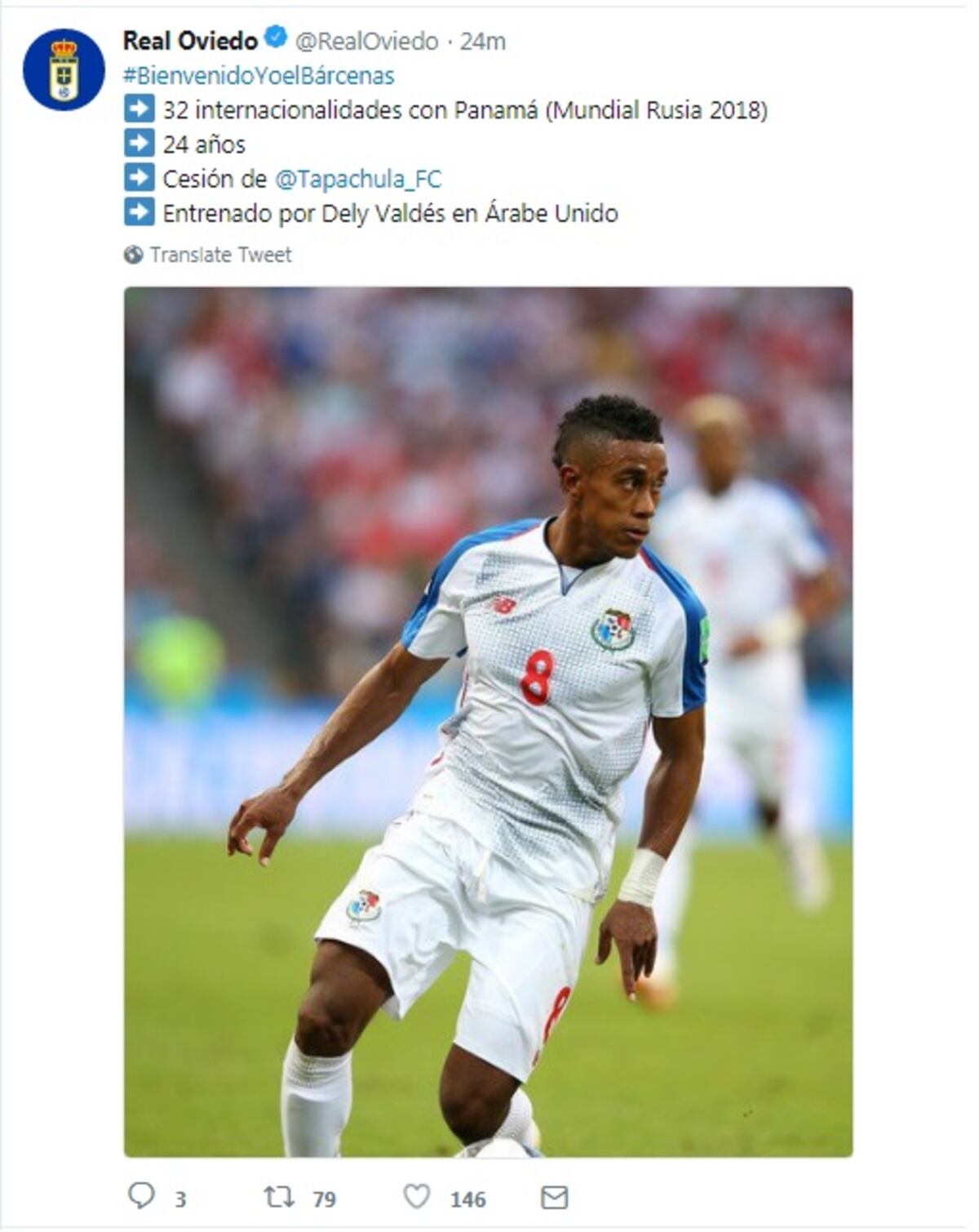 El panameño Yoel Bárcenas tras el Mundial es firmado por el Real Oviedo