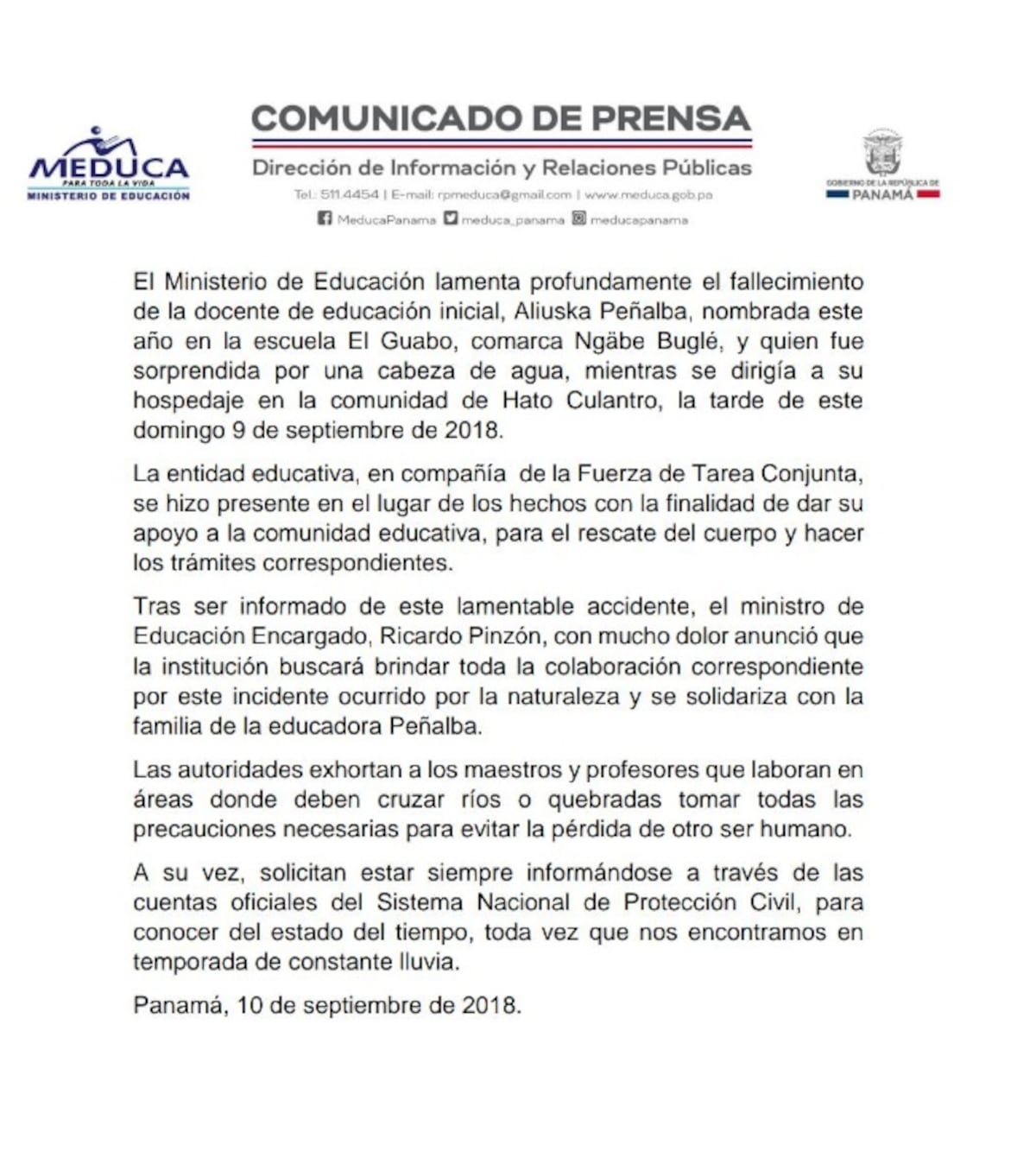 Hallan el cuerpo de docente arrastrada por cabeza de agua y el Meduca lo lamenta