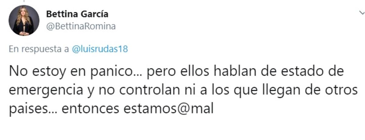 Coronavirus. Bettina revela que hay algo que le preocupa