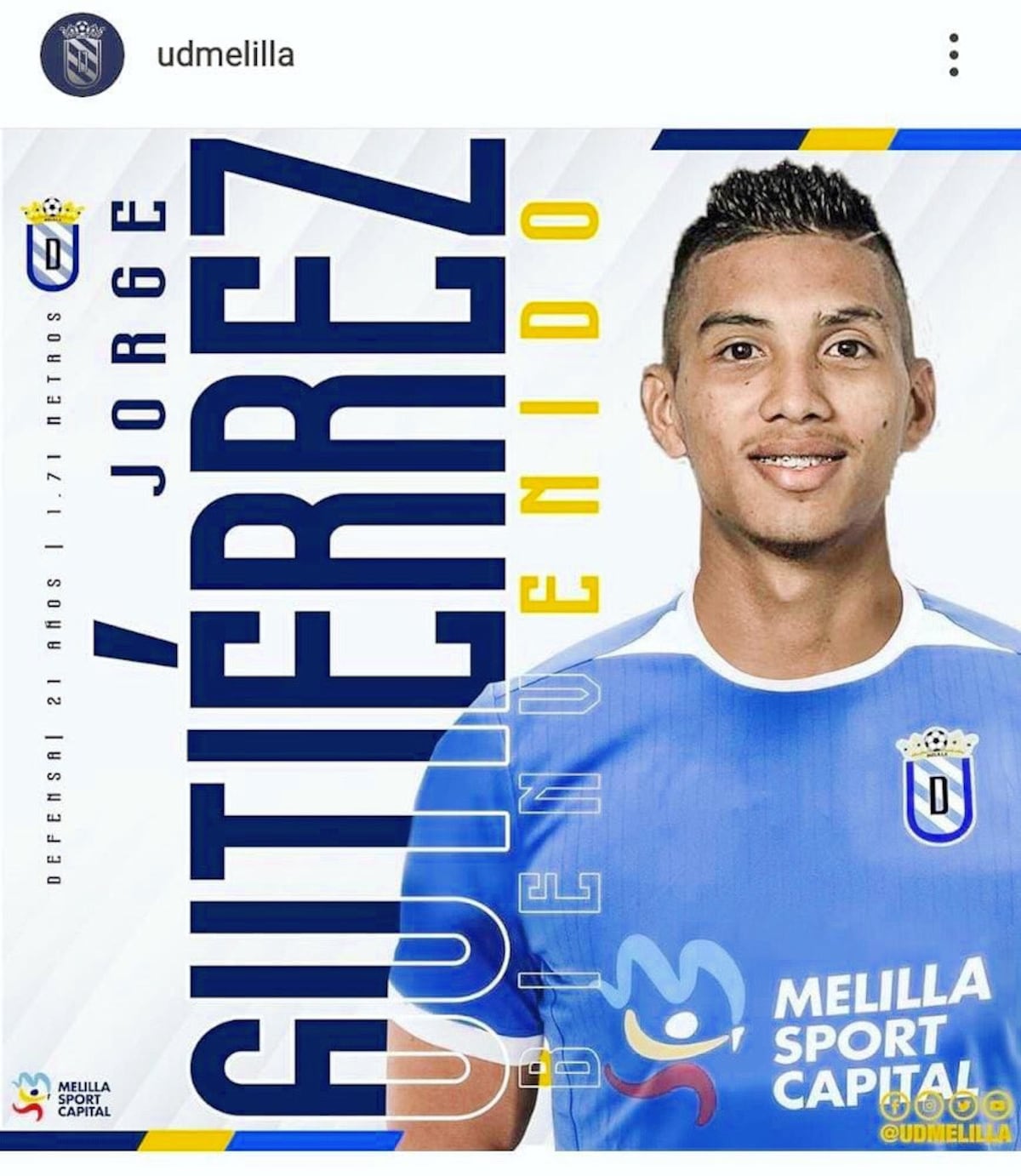 UD Melilla apuesta por el perfil ofensivo del panameño Jorge Gutiérrez