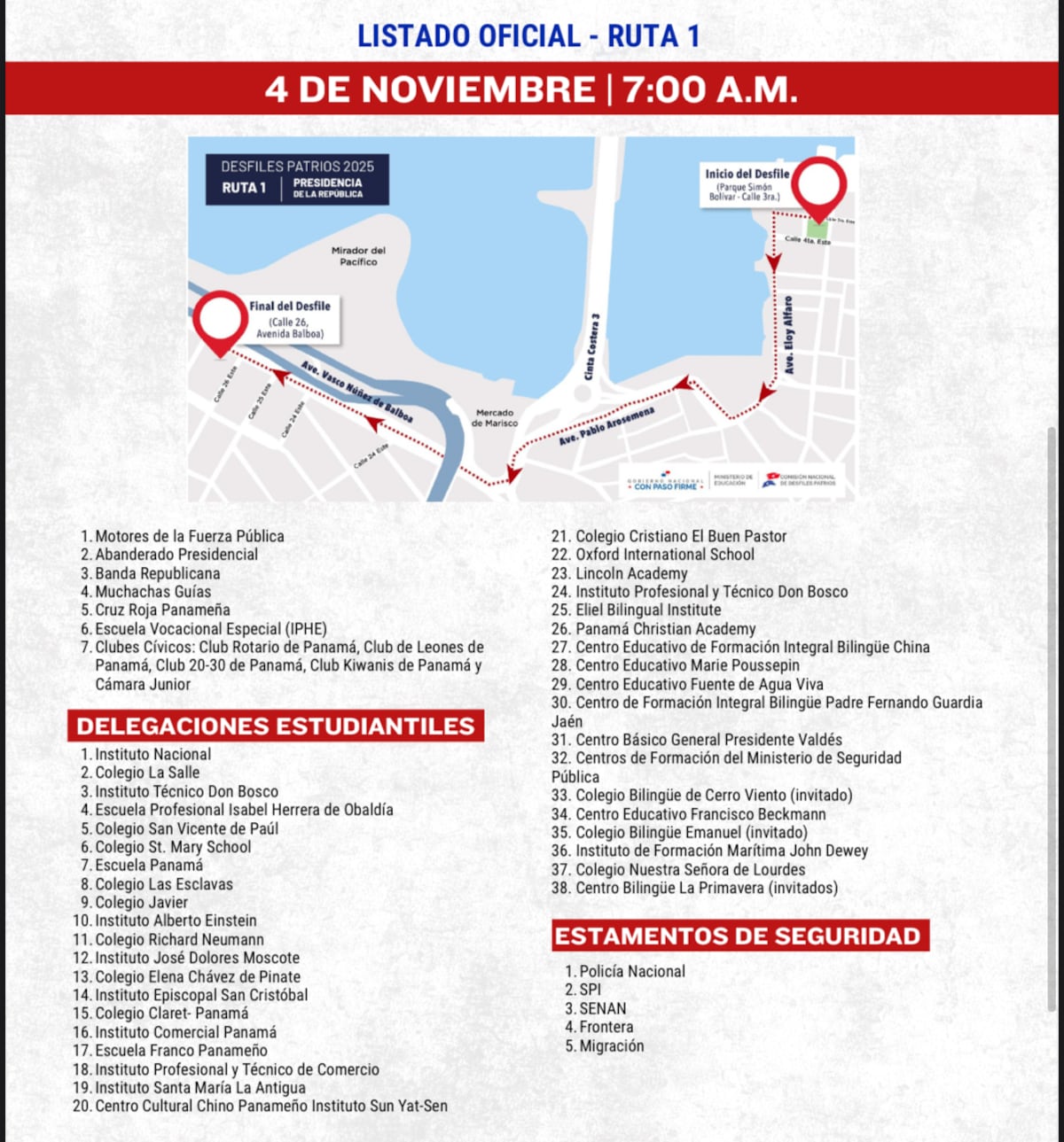 ¡Todo listo pa’l desfile del 4 de noviembre! Mira las rutas, horarios y quiénes van a marchar