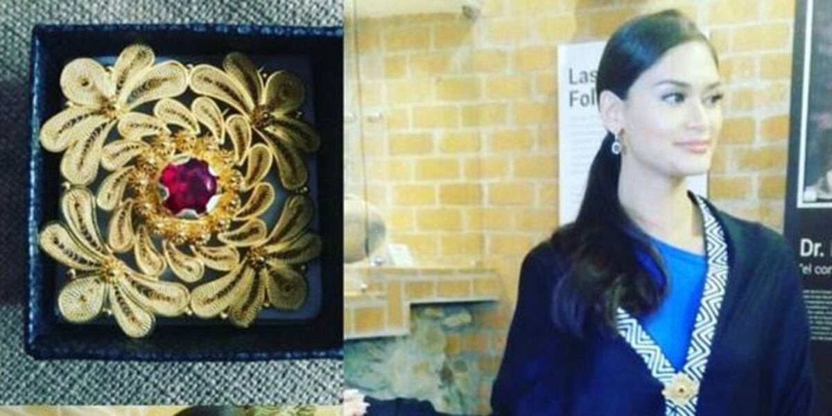 Miss Universo se pone pollera panameña y joyero de oro