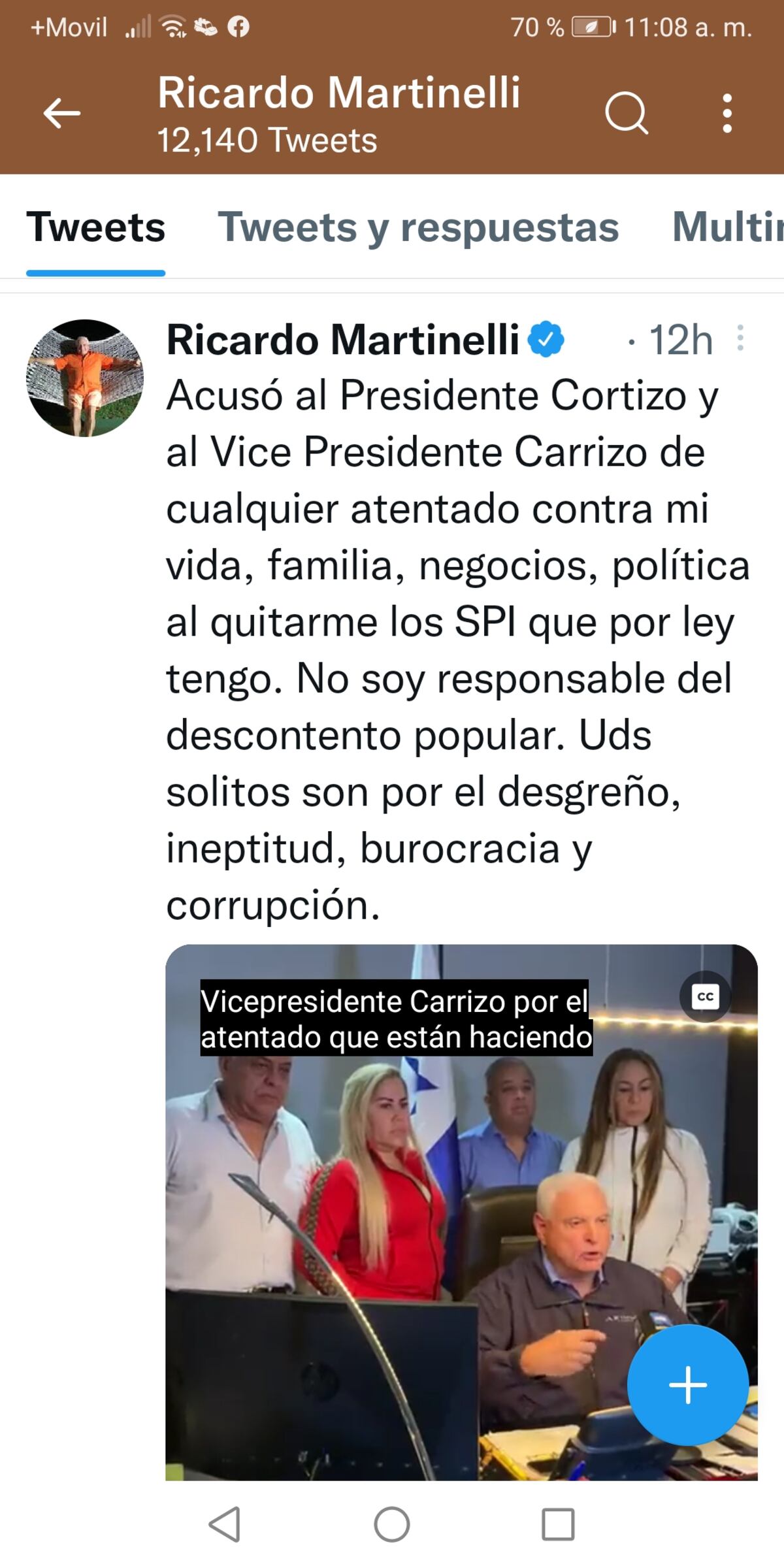 Martinelli acusa a Nito y Carrizo de retirarles sus escoltas