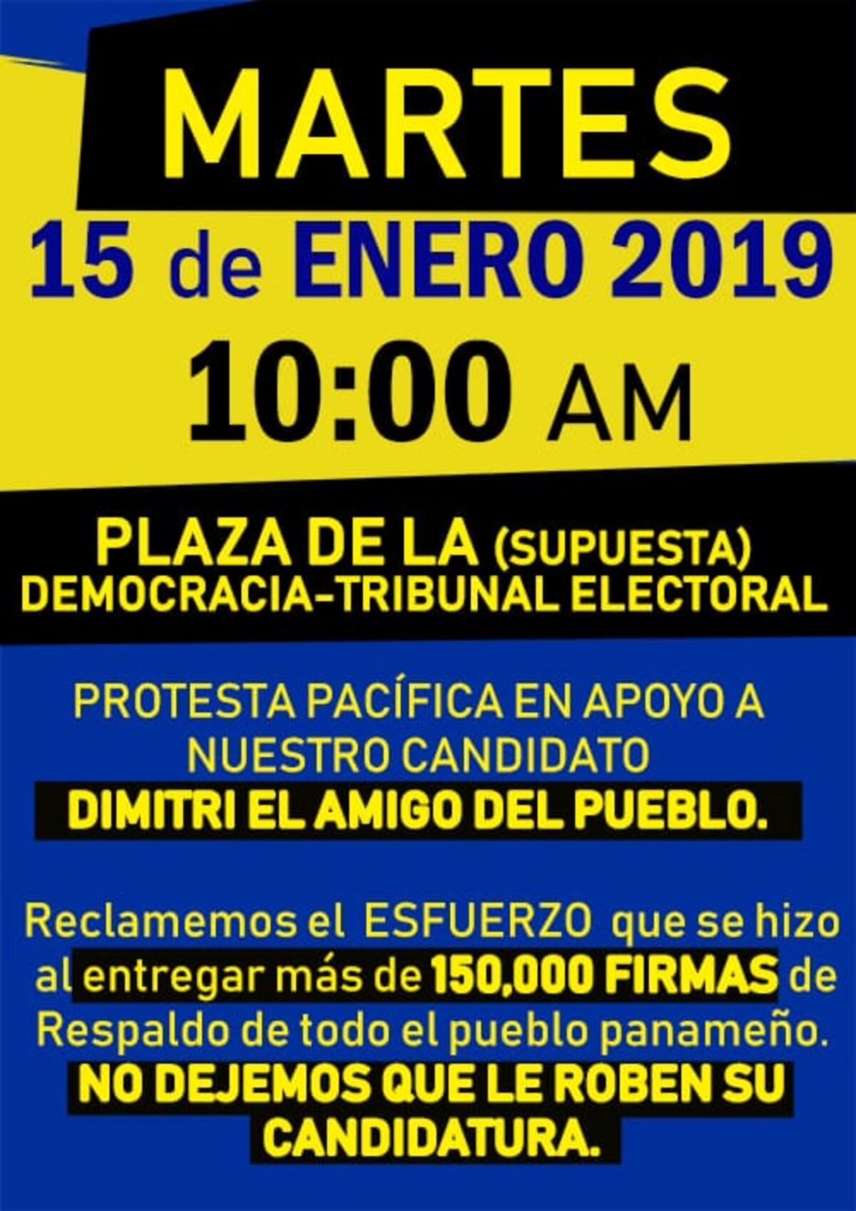 El precandidato por la libre postulación Dimitri Flores convoca a protesta