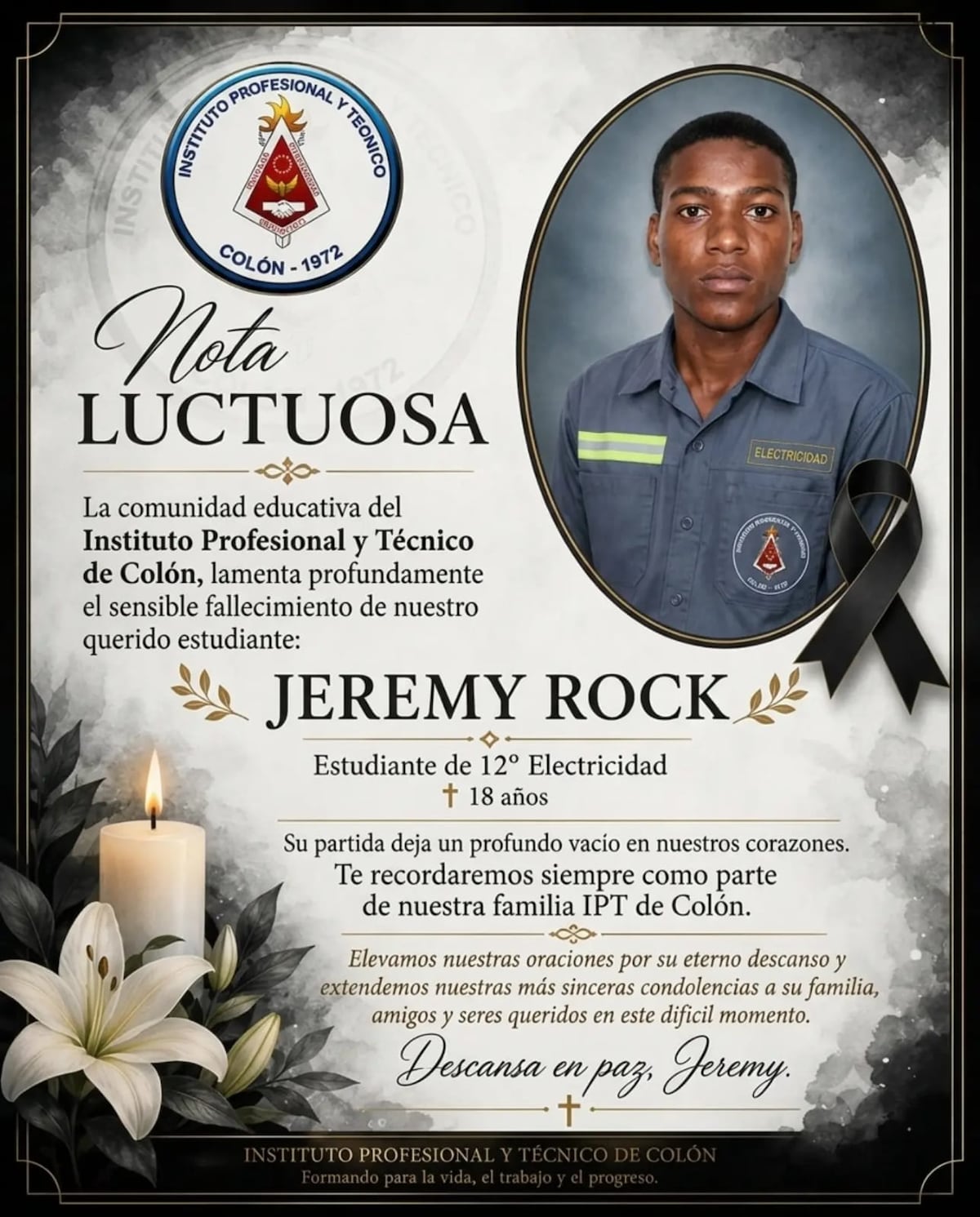 Cae menor presuntamente vinculado al asesinato de Jeremy Rock, estudiante de 18 años ultimado dentro de un bus en Colón