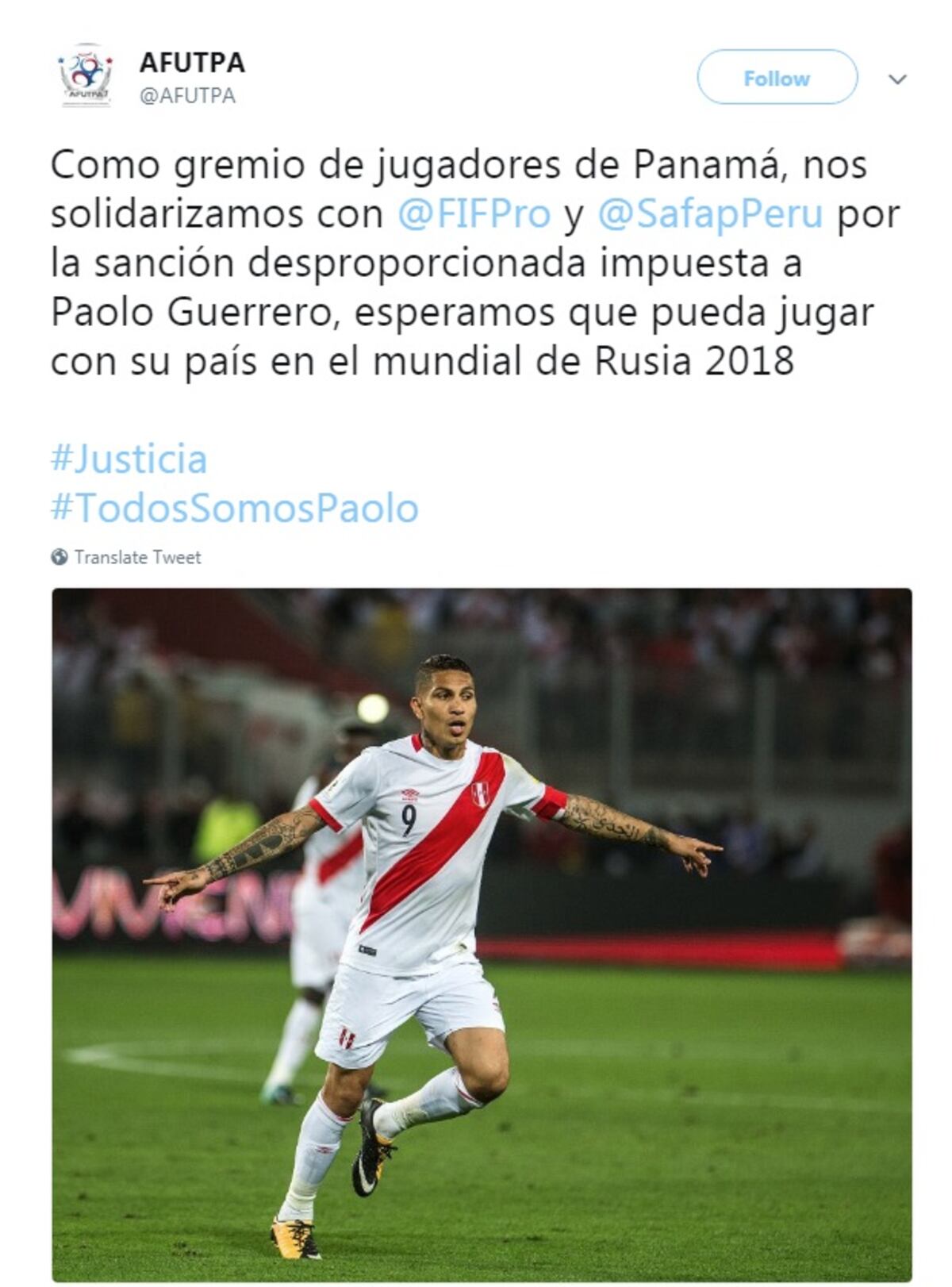 Jugadores panameños piden que el peruano Paolo Guerrero vaya al Mundial