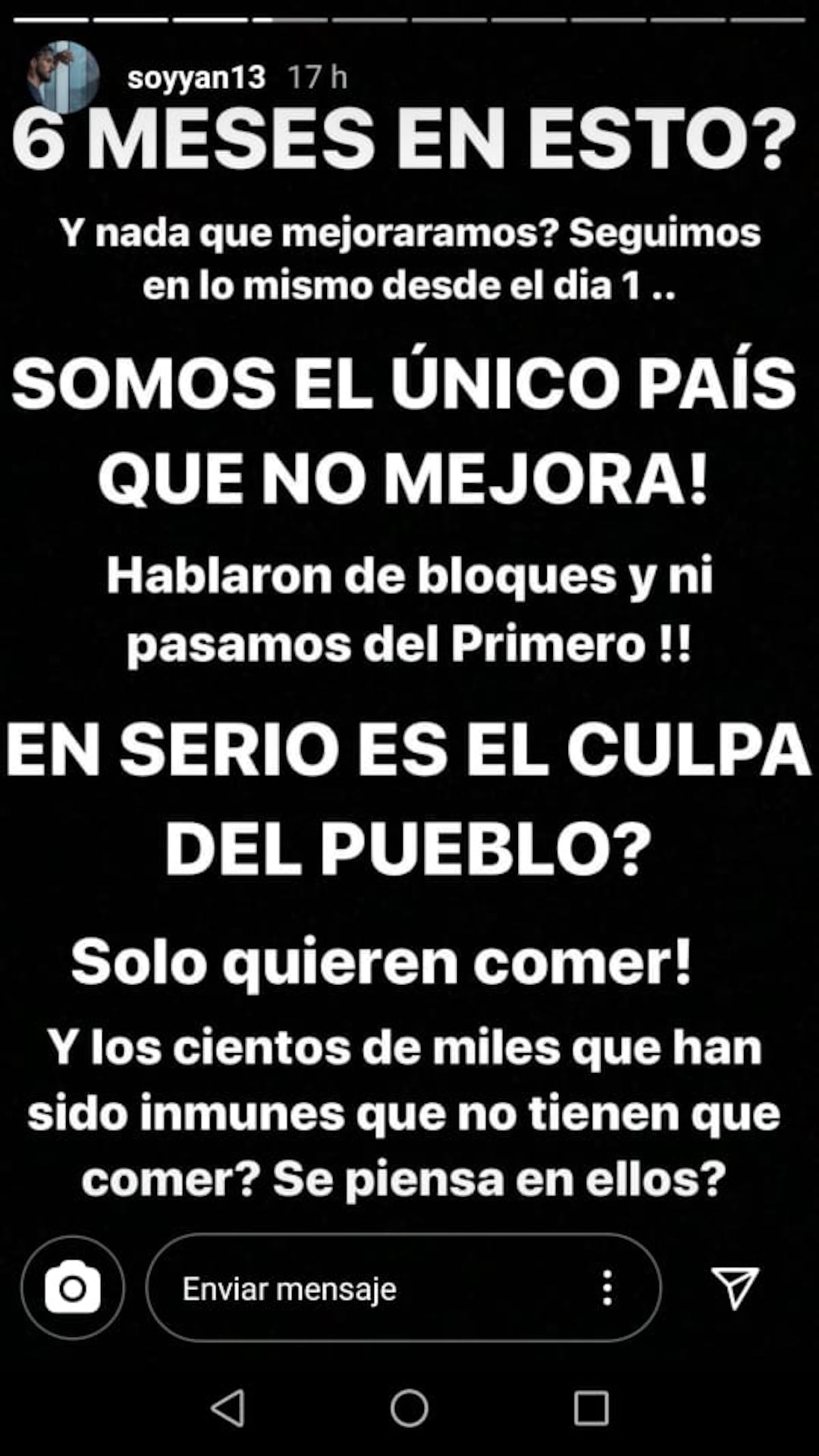 El ex Calle 7 que apareció en planilla critica al GobierNito por la ineptitud: ‘¿En serio es la culpa del pueblo? Solo quieren comer'