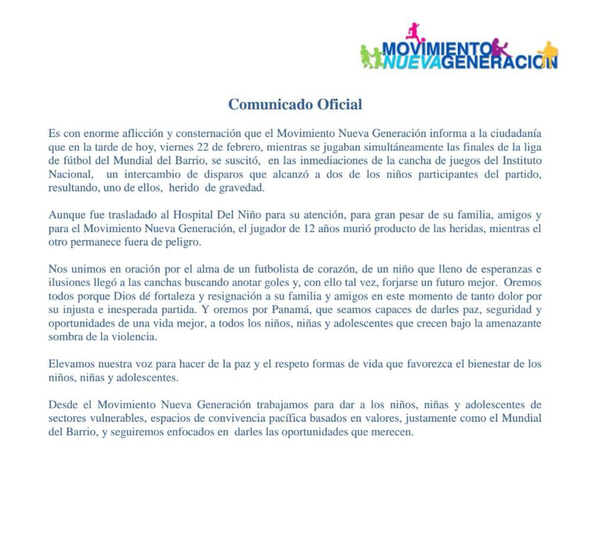 Matan a menor de un balazo en medio de la final del Mundial del Barrio 