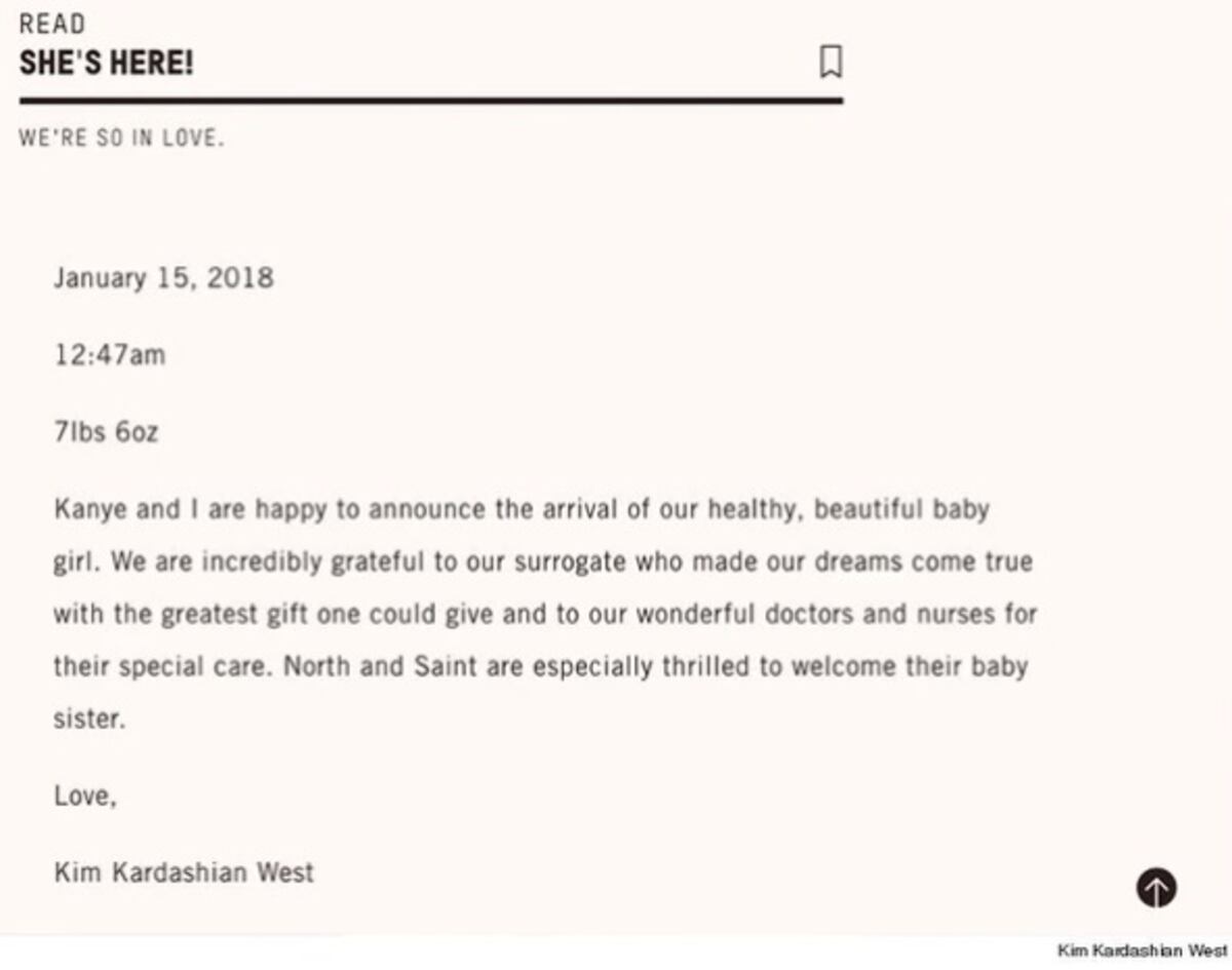 Ya nació la nueva hija de Kim Kardashian y Kanye West por vientre de alquiler