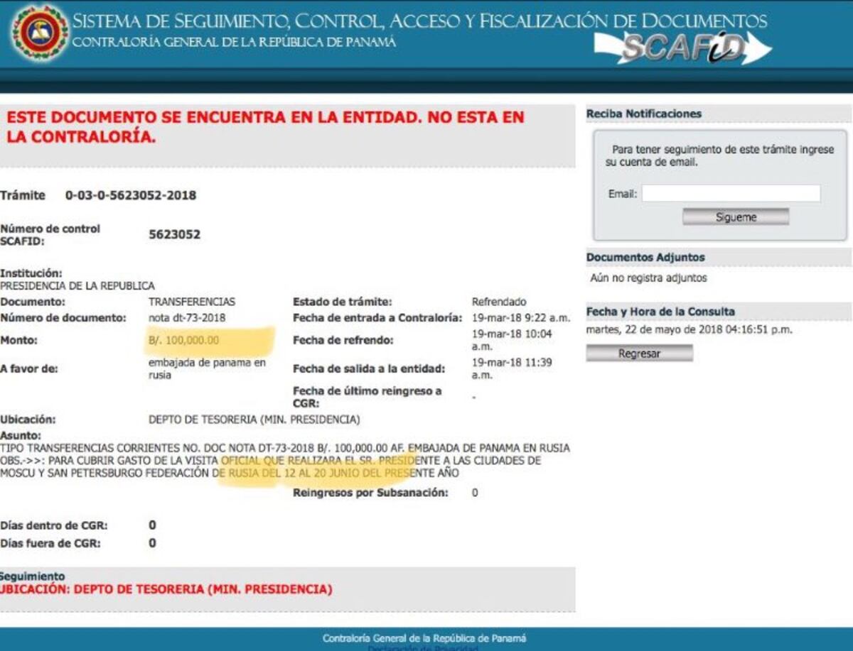 El Gobierno confirma viaje de Varela a Rusia y uso de transferencia de $100 mil 