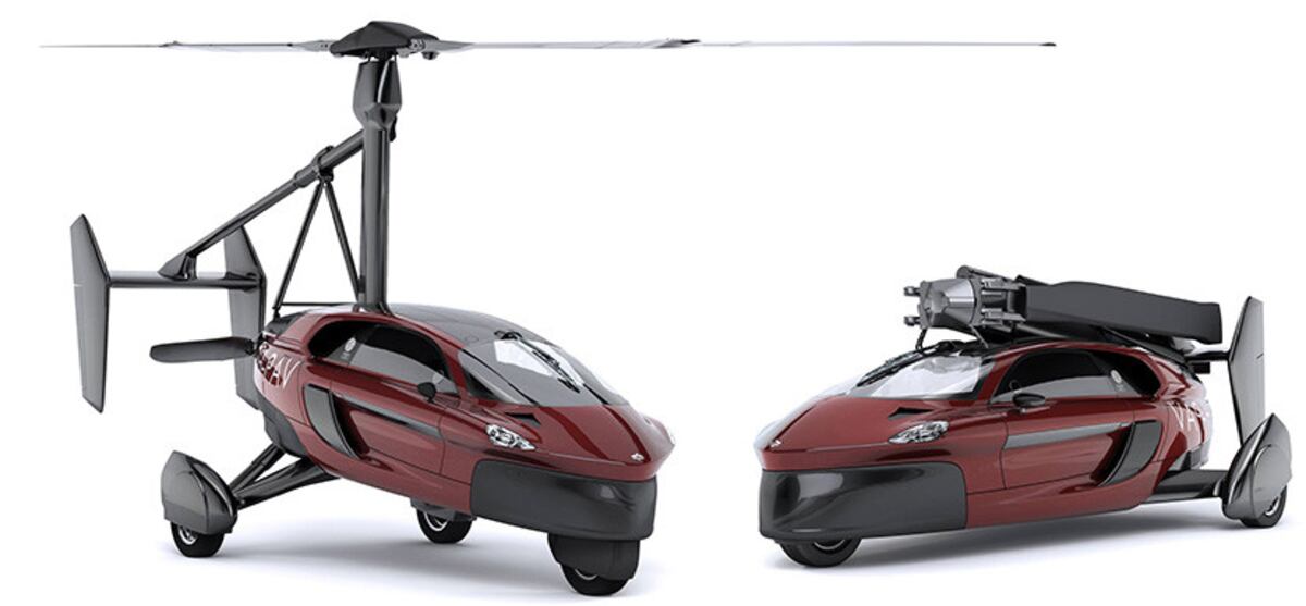 Presentan en feria de autos en Ginebra modelo híbrido de auto volador