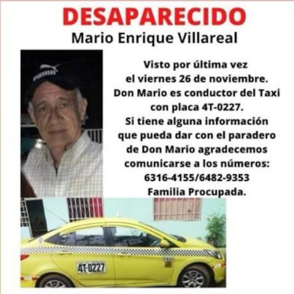 Conductor de taxi se encuentra desaparecido 