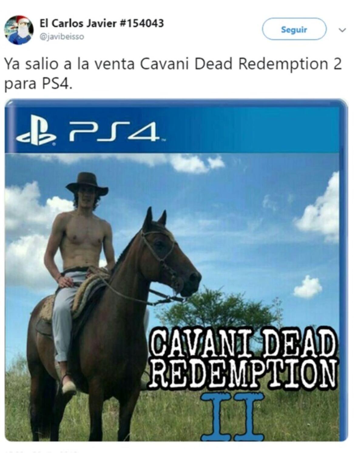 Luego de publicar una foto cabalgando le llueven los memes a Edinson Cavani