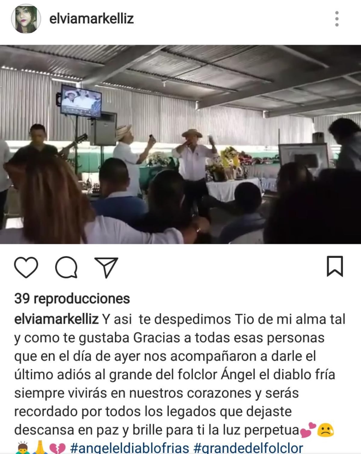 Con cantadera fue sepelio de folclorista en Jardín de baile Orgullo Santeño