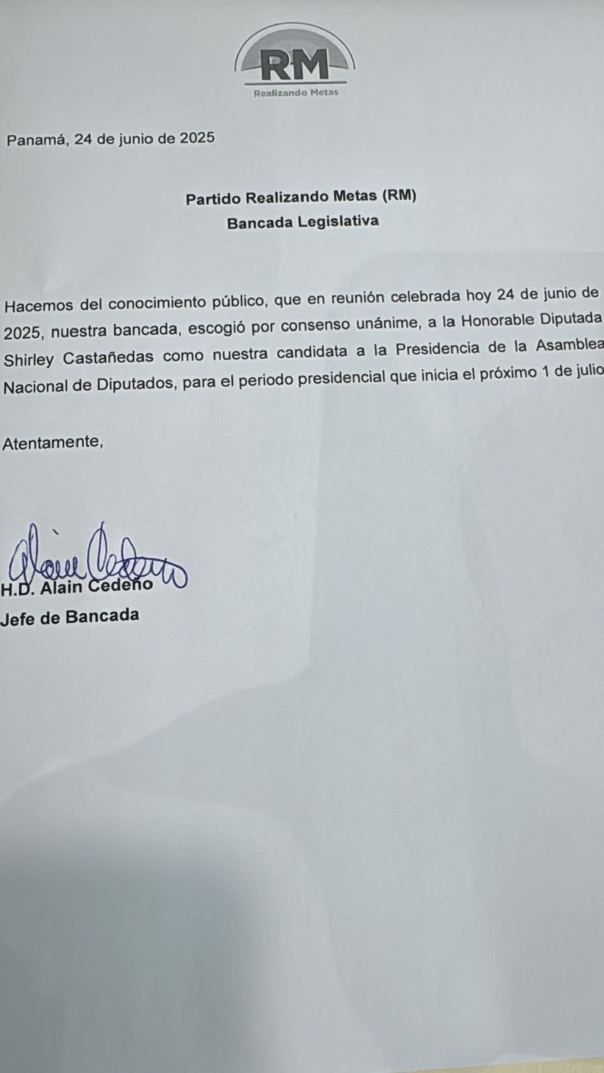 Shirley Castañeda es la apuesta de RM para presidir la Asamblea Nacional