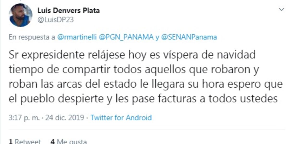 Martinelli vuelve a arremeter contra Varela, ‘sin asco’, en pleno 24 de diciembre