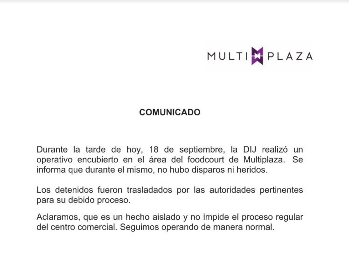 Multiplaza se pronuncia tras el operativo de ayer de la DIJ. Eran Israelíes 