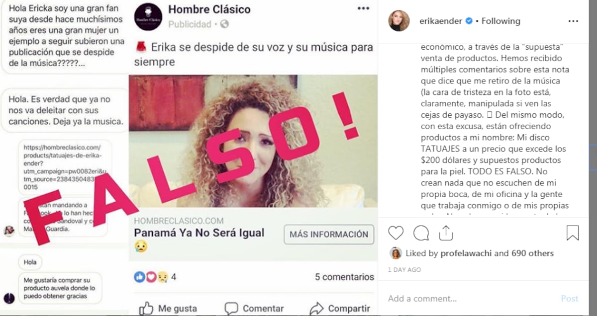 Estafadores usan el nombre de Erika Ender, la panameña reacciona