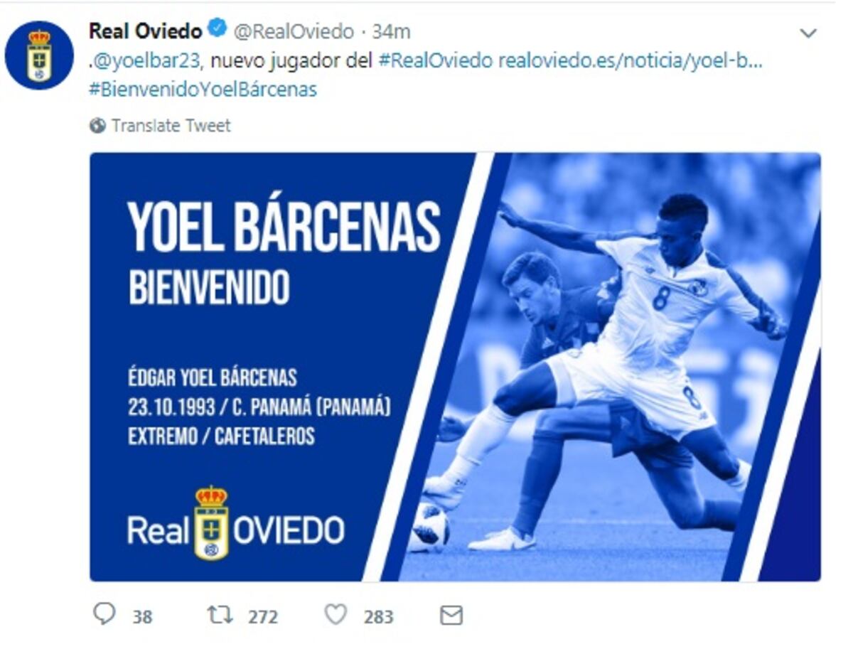 El panameño Yoel Bárcenas tras el Mundial es firmado por el Real Oviedo