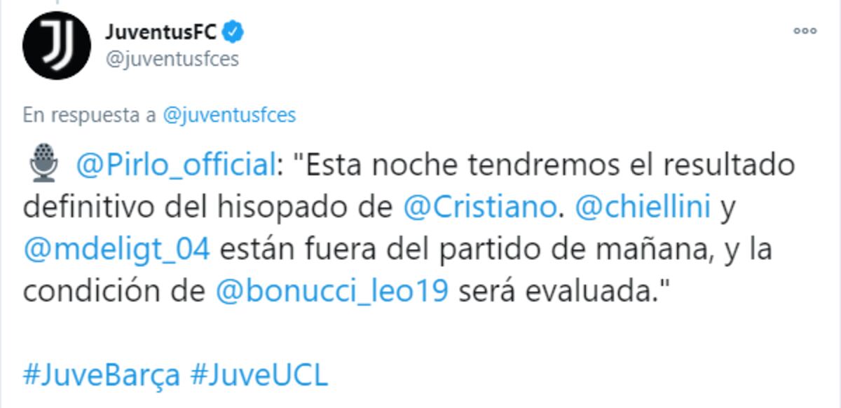 Juventus espera resultado de prueba de PCR a Cristiano Ronaldo