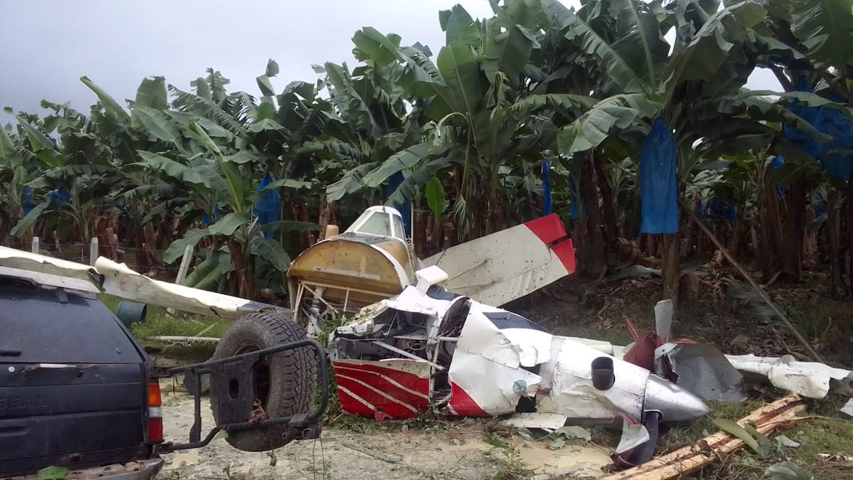 Accidente aéreo. Avioneta queda partida en dos. El piloto milagrosamente sobrevive. Una vivienda y 2 vehículos afectados