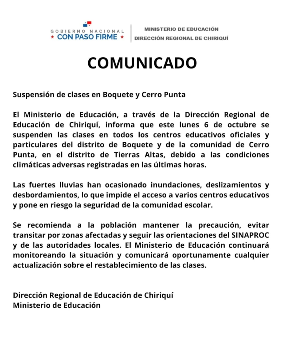 Boquete bajo agua: intensas lluvias provocan inundaciones, desbordamientos y suspensión de clases