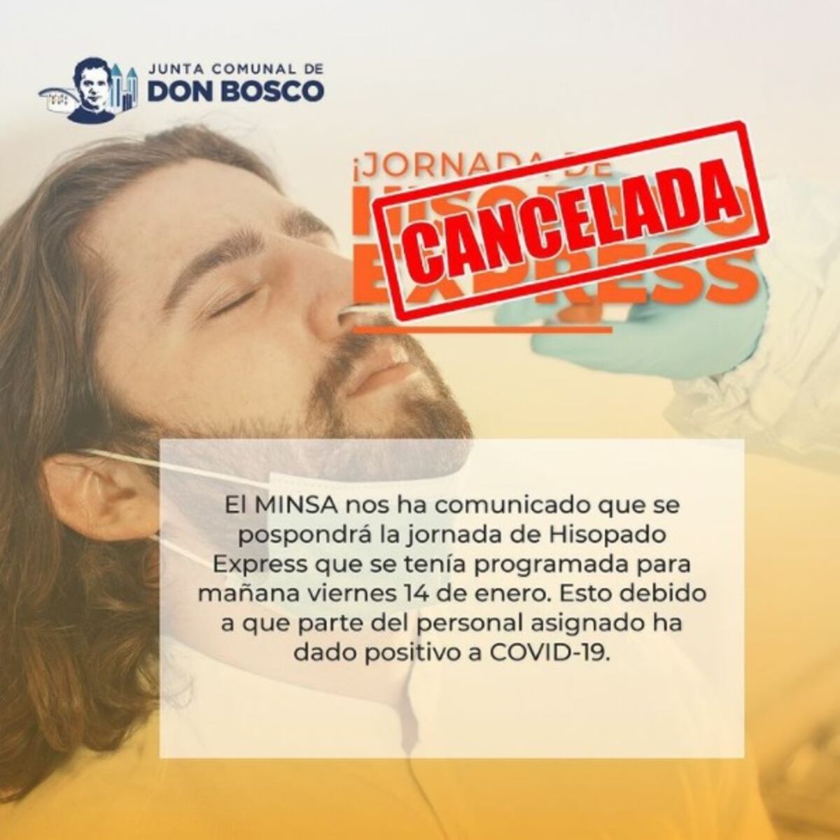 Personal  de hisopados del Minsa resulta contagiado de covid-19. Suspenden jornada en Don Bosco