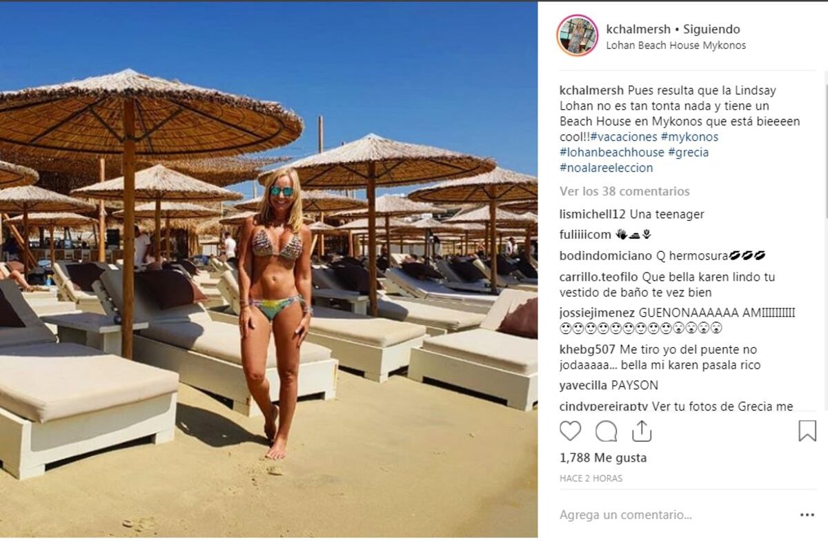 Karen Chalmers vacaciona en Grecia y se fue hasta el hotel de Lindsay Lohan
