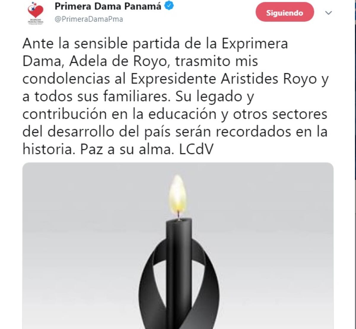 Muere exprimera dama de Panamá. Hay reacciones
