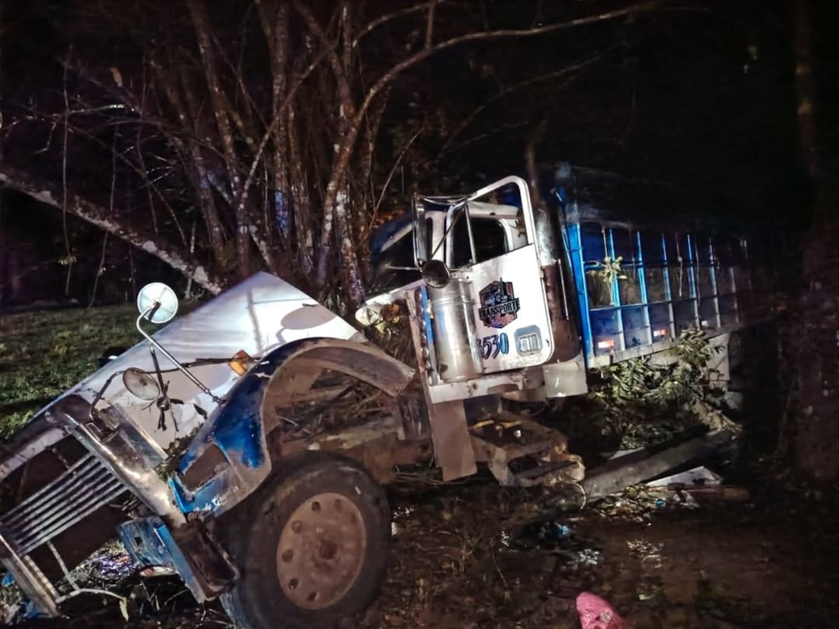 Camión choca contra poste y árbol en Chepo y deja a niño de 8 años atrapado; salió ileso