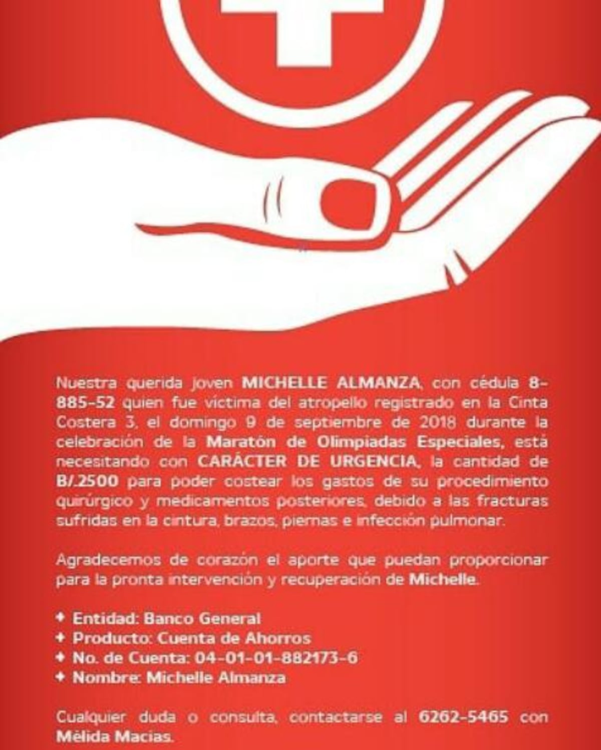 Joven atropellada en carrera-caminata solicita apoyo económico