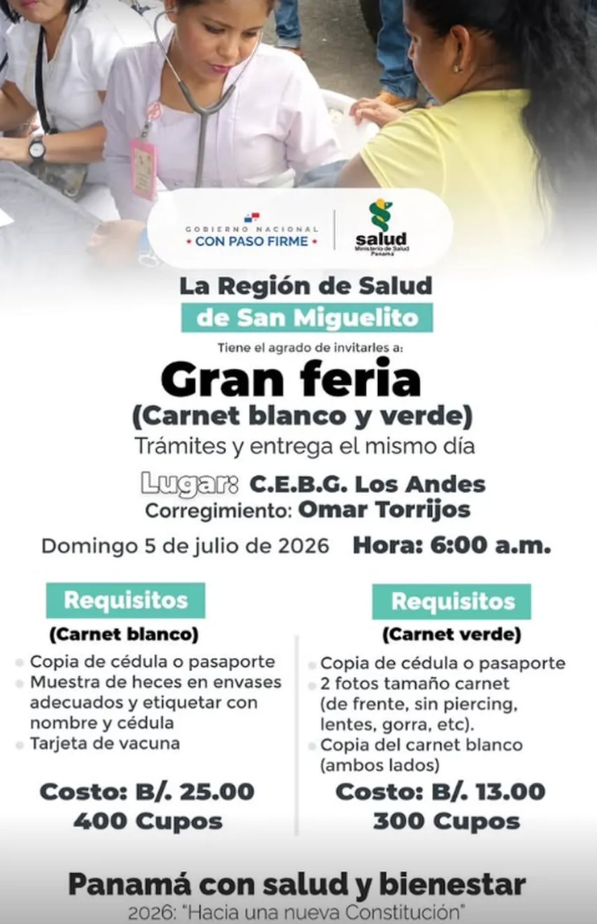 Solo habrá 700 cupos: MINSA realizará feria de carnet este domingo