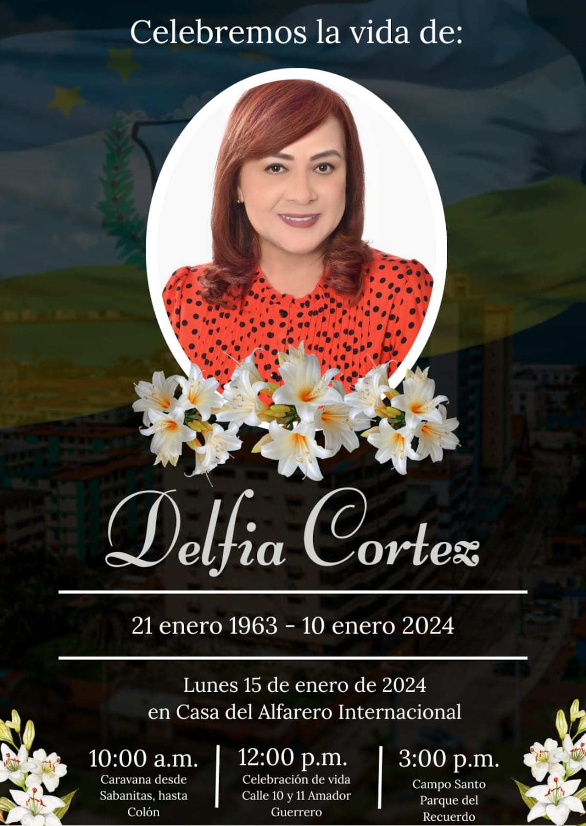 Honras fúnebres de Delfia Cortez: caravana y acto religioso