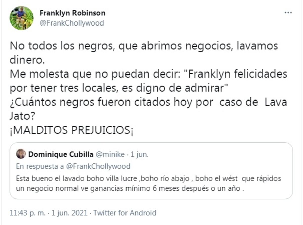 ‘Suelta el wichi’. Franklyn Robinson se molesta y  reacciona a ataques e insinuaciones de lavado de dinero