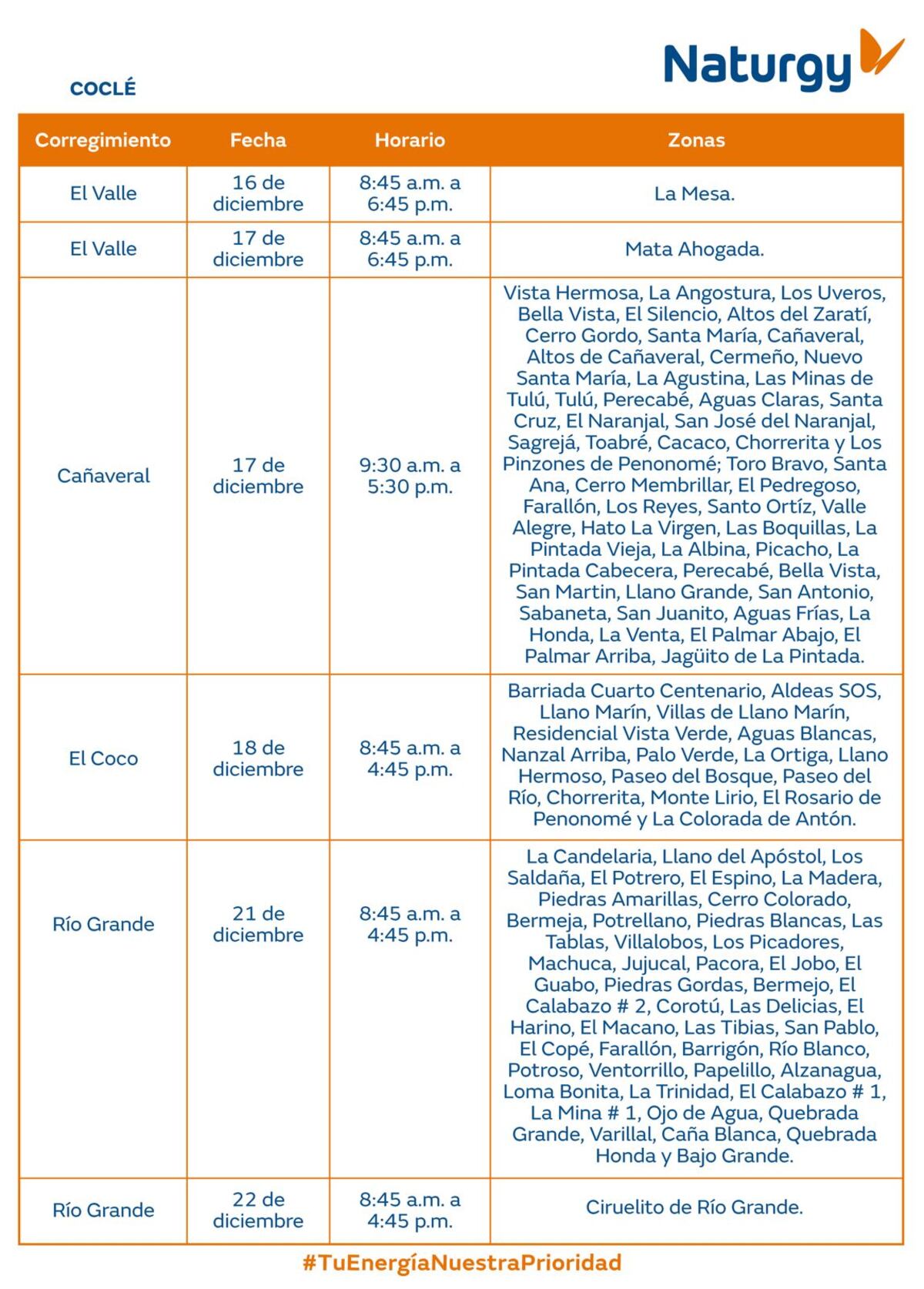 Trabajos de mantenimiento en la red eléctrica del 16 al 22 de diciembre de 2024