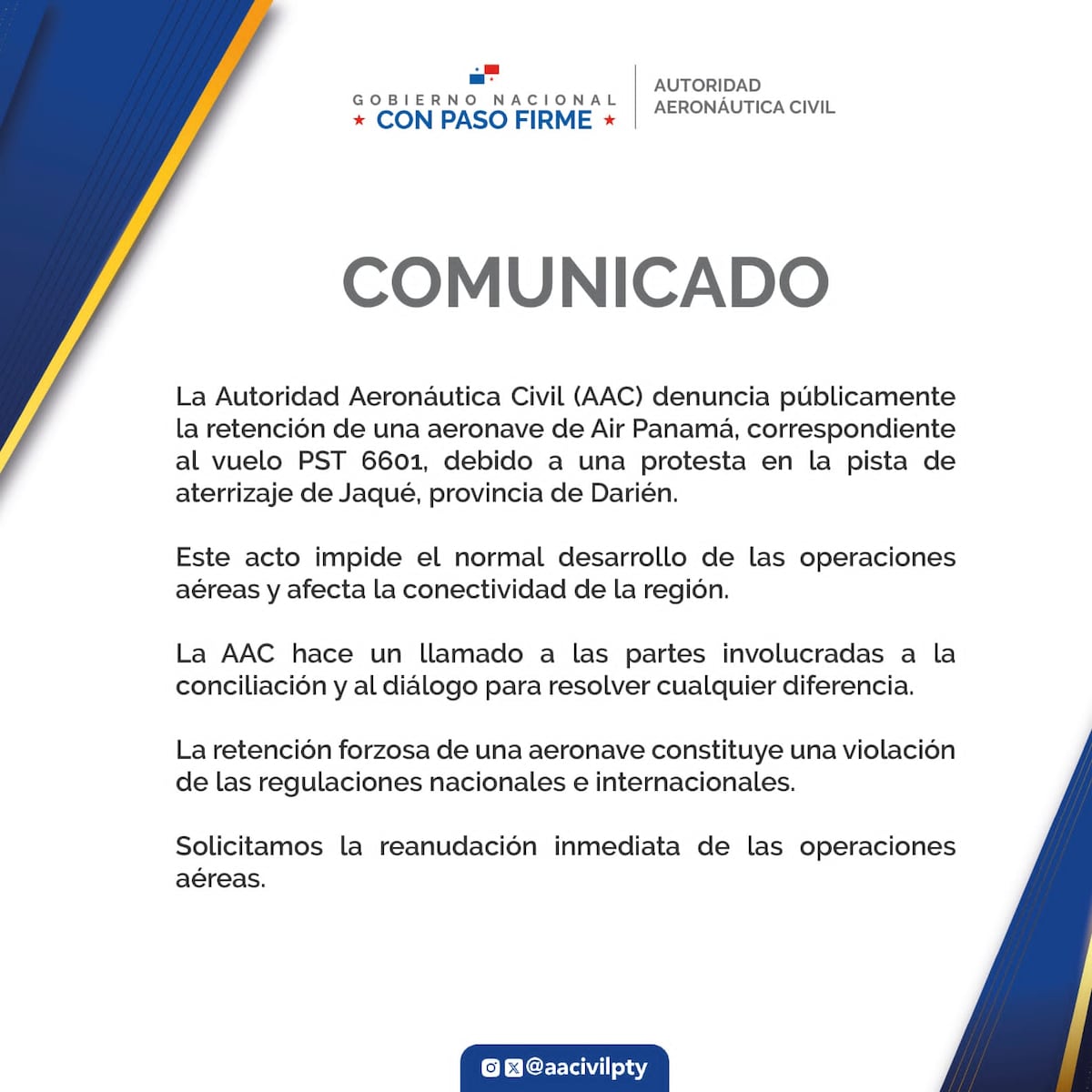 Avión retenido en Darién: protesta deja varado vuelo de Air Panamá y preocupa a la AAC