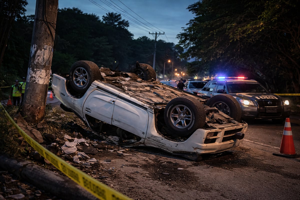 Tragedia en Milla 10: mujer muere tras perder el control de su vehículo y volcarse