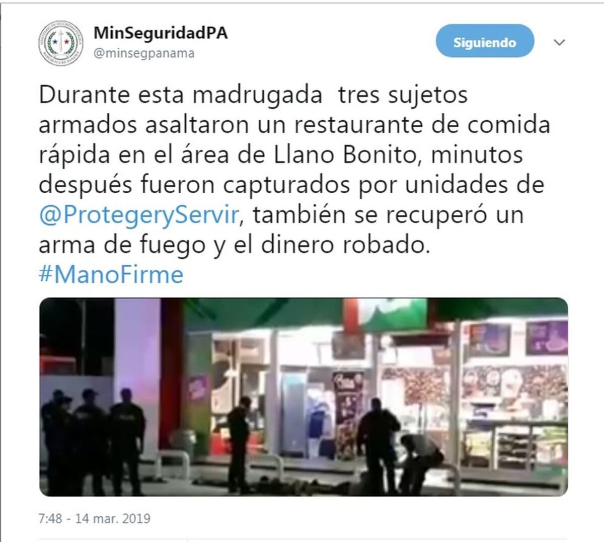 Asaltan a mano armada restaurante en Llano Bonito. La Policía los captura