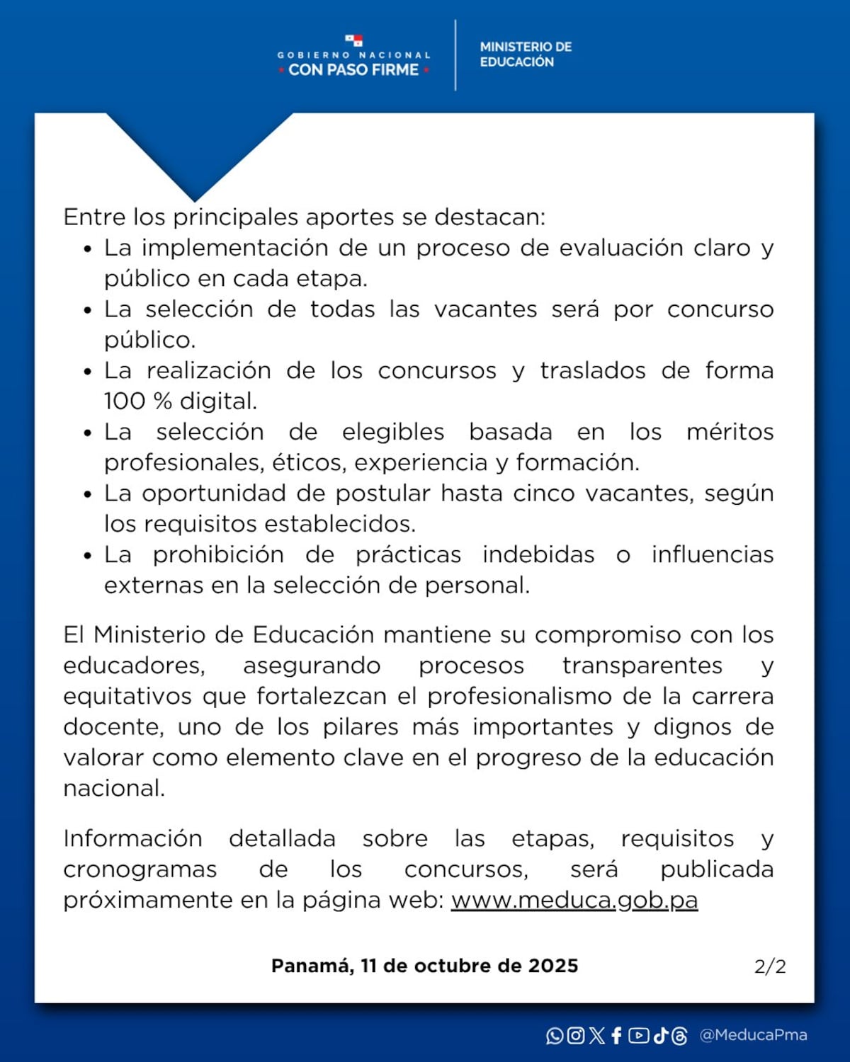 Meduca pone orden: nombramientos y traslados docentes serán 100% digitales