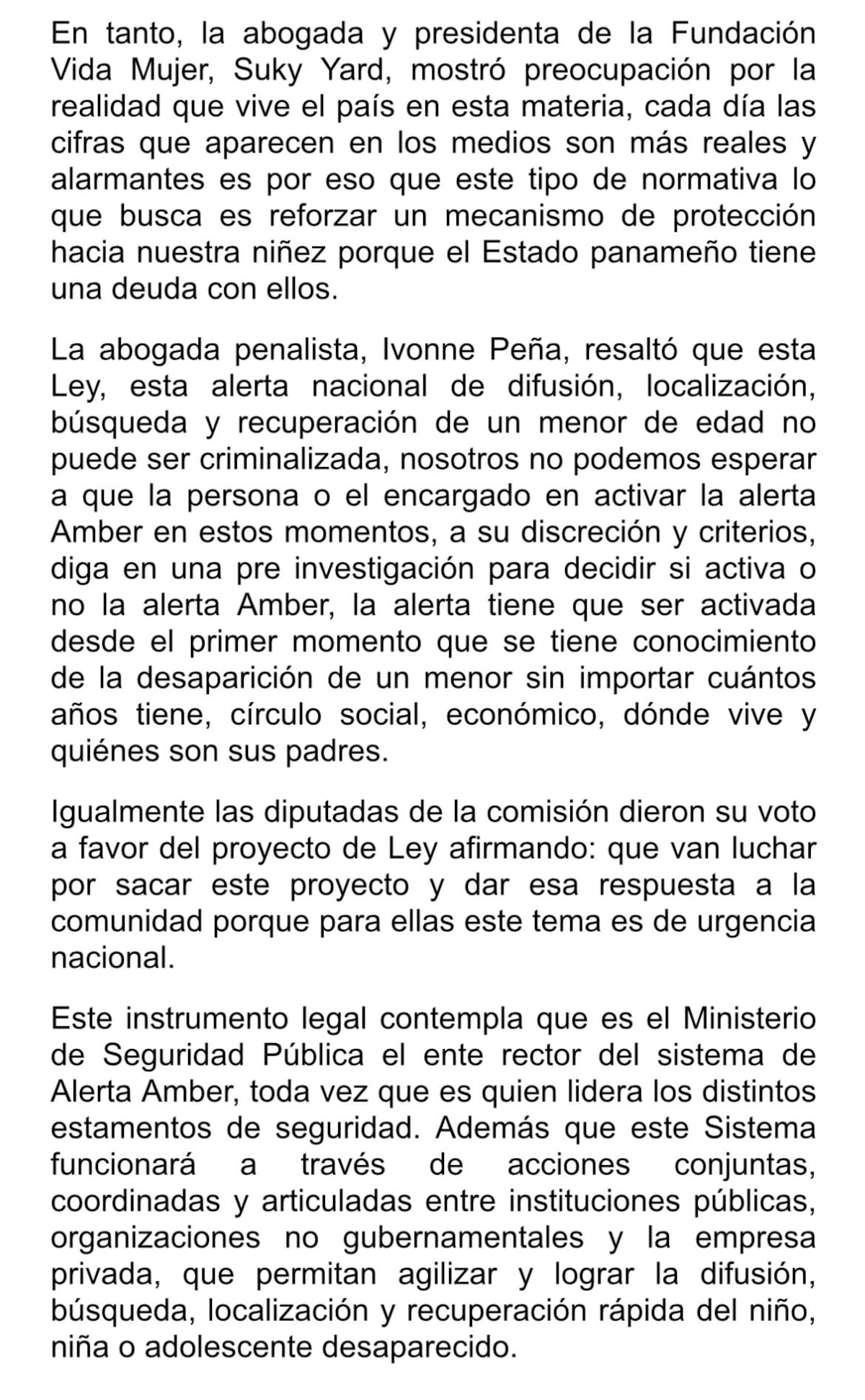Panamá da primer paso para activar la Alerta Amber