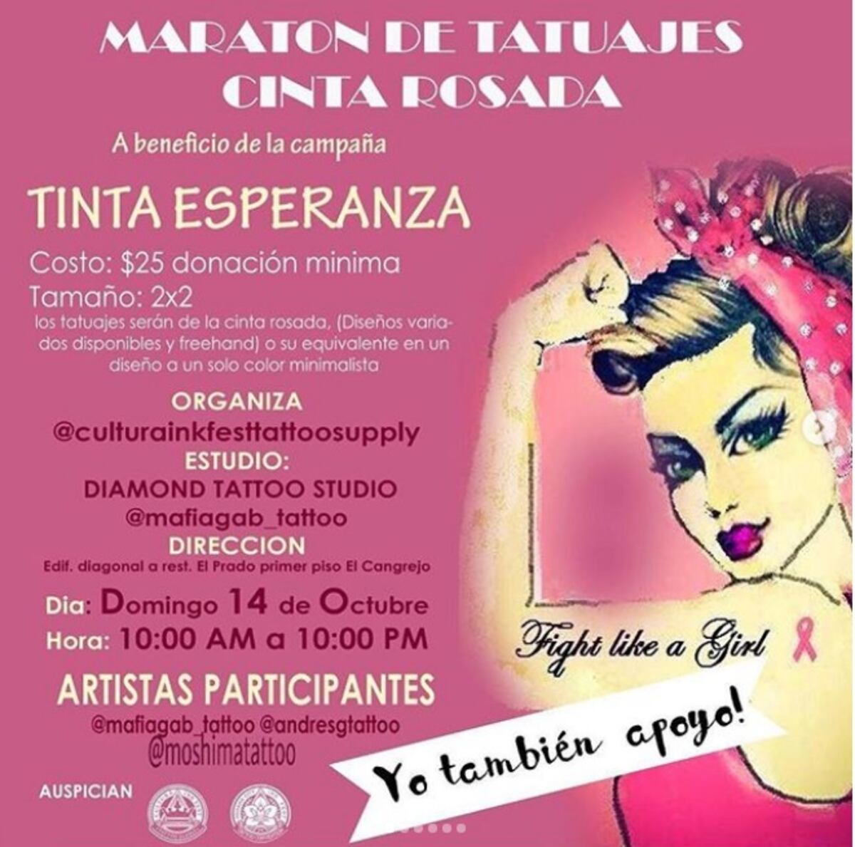 Maratón de tatuajes este domingo a beneficio de la Cinta Rosada