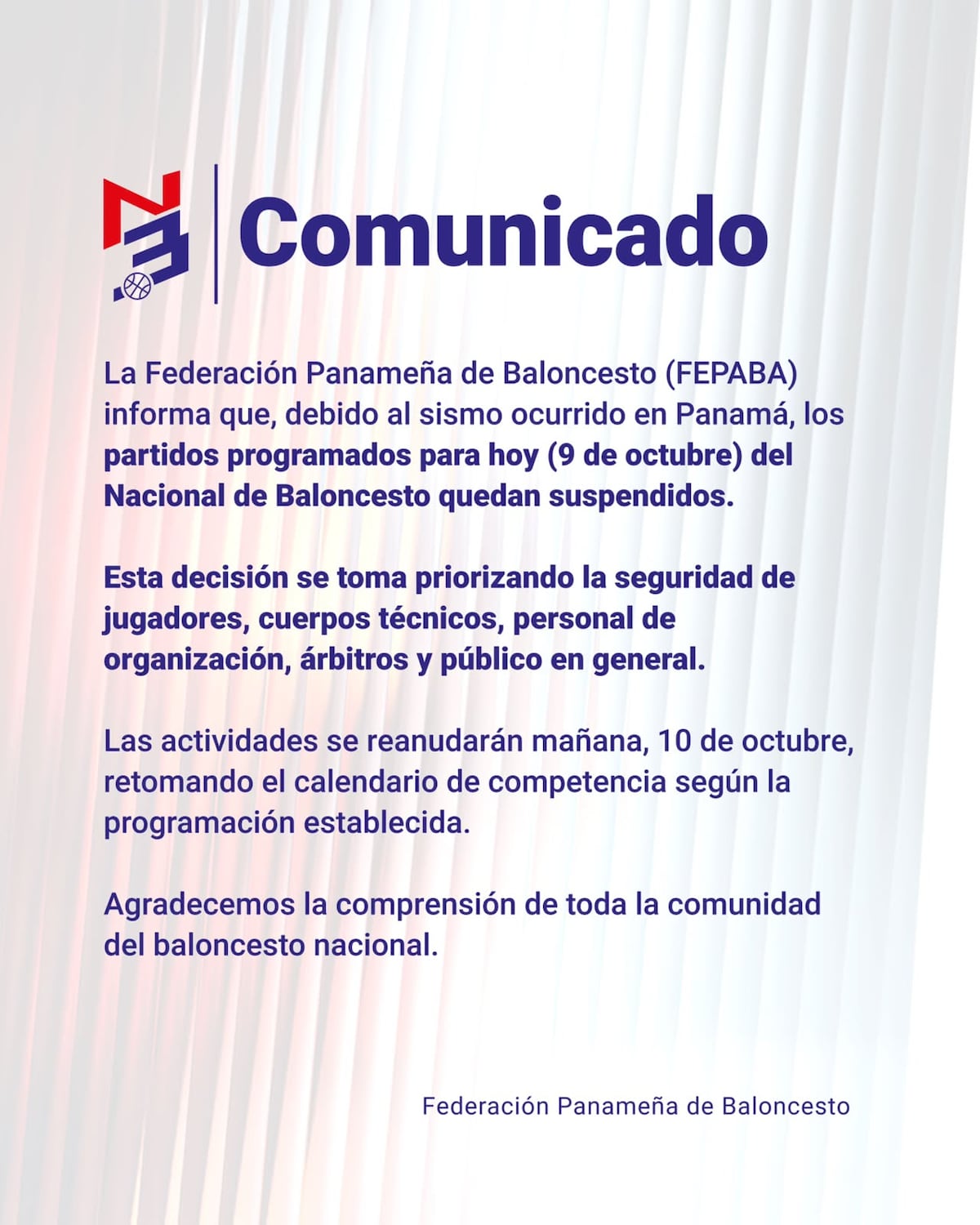 Sismo en Panamá obliga a suspender partidos de fútbol y baloncesto