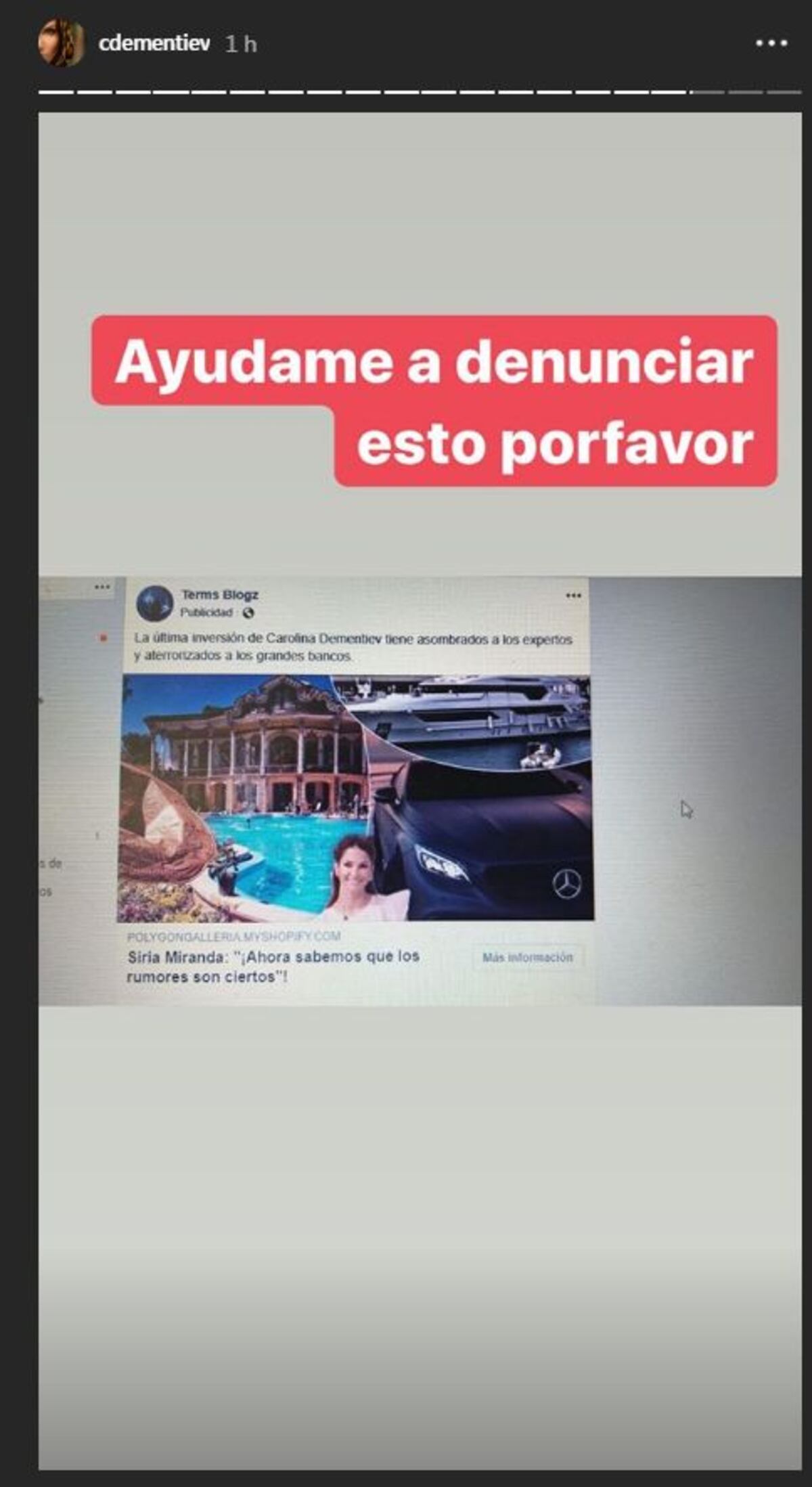 Carolina Dementiev pide ayuda para que denuncien cuentas en Facebook que podrían hacer que los panameños lo pierdan todo