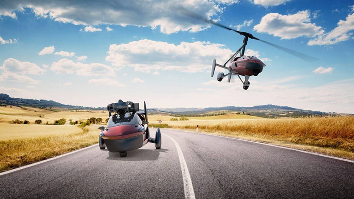 Presentan en feria de autos en Ginebra modelo híbrido de auto volador