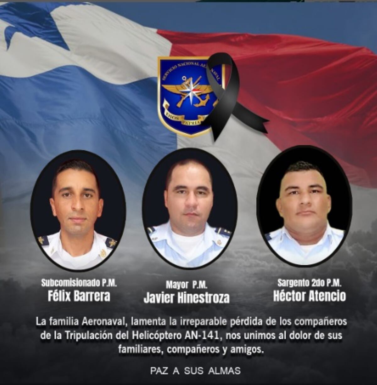 Llegan los cadáveres de los tripulantes del helicóptero AN-141 a Veraguas