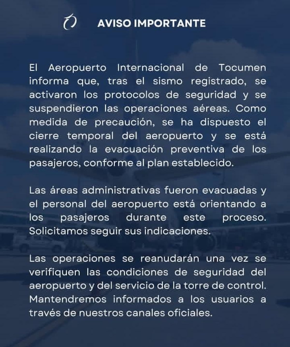 ¡Cierran el Aeropuerto de Tocumen tras el sismo y evacúan a los pasajeros!