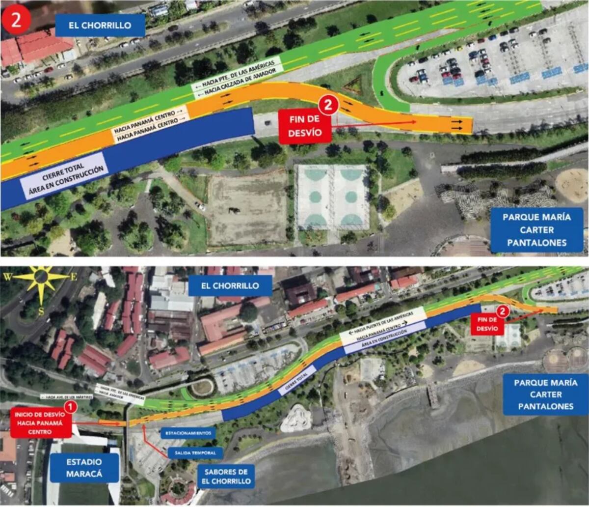 Atentos. A partir de este miércoles realizarán desvío en la Cinta Costera 3